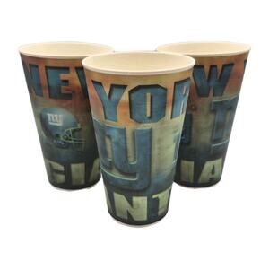 Three New York Giants Football 18oz Holographic Cups ABS Plastic